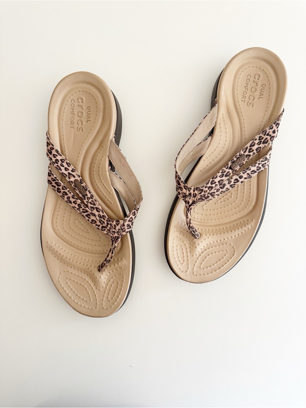 Crocs Leopard Print Capri Strappy Flip Flops